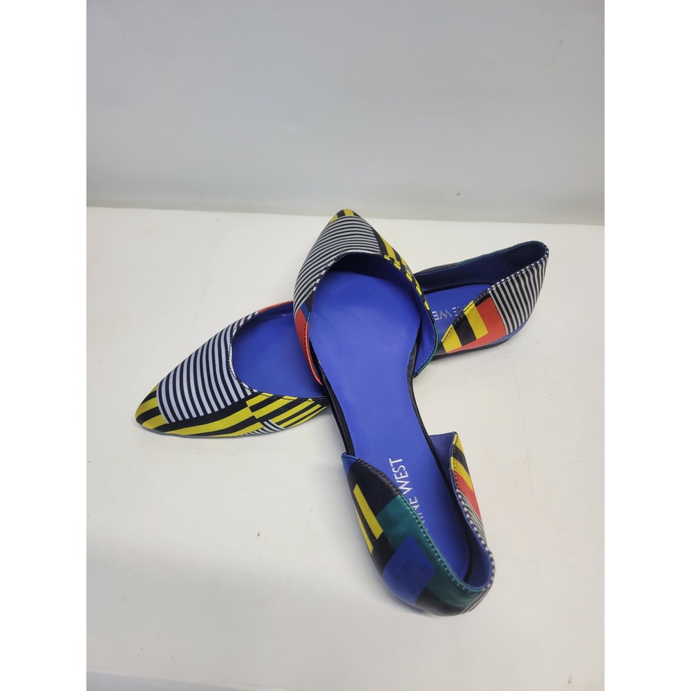 Nine West Women's Geometric Print Pointed Toe D Orsay Flats Size 8 - Picture 2 of 10